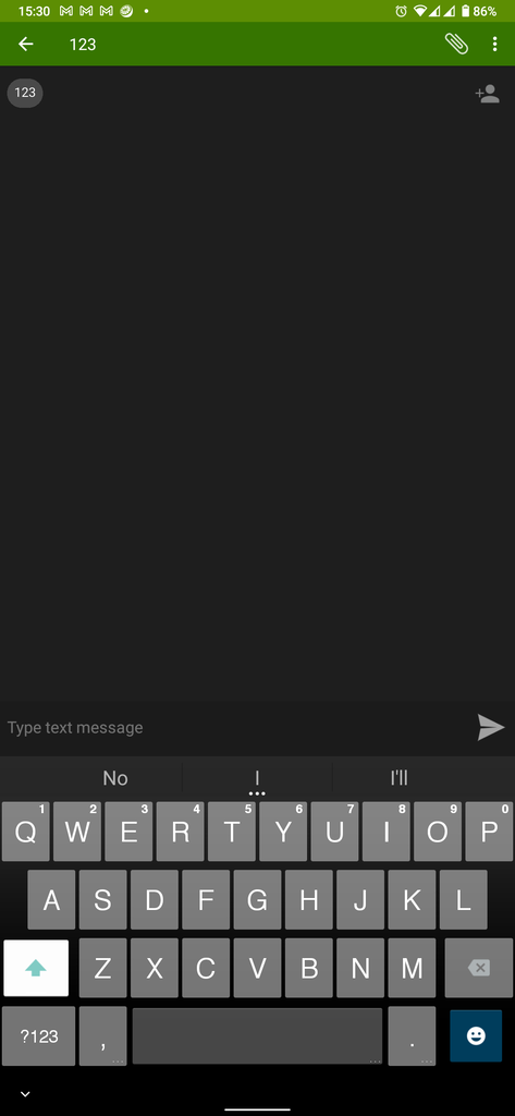 Screenshot of the soft-keyboard open in portrait.