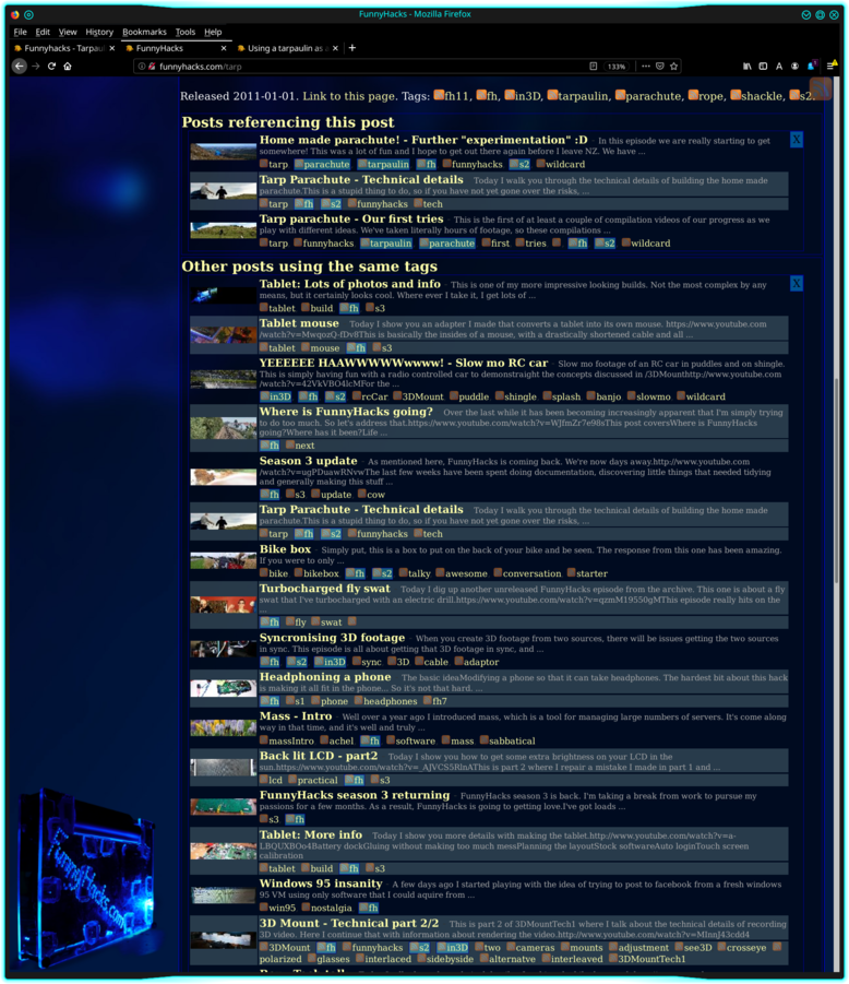 A screenshot of the related items on the second site.