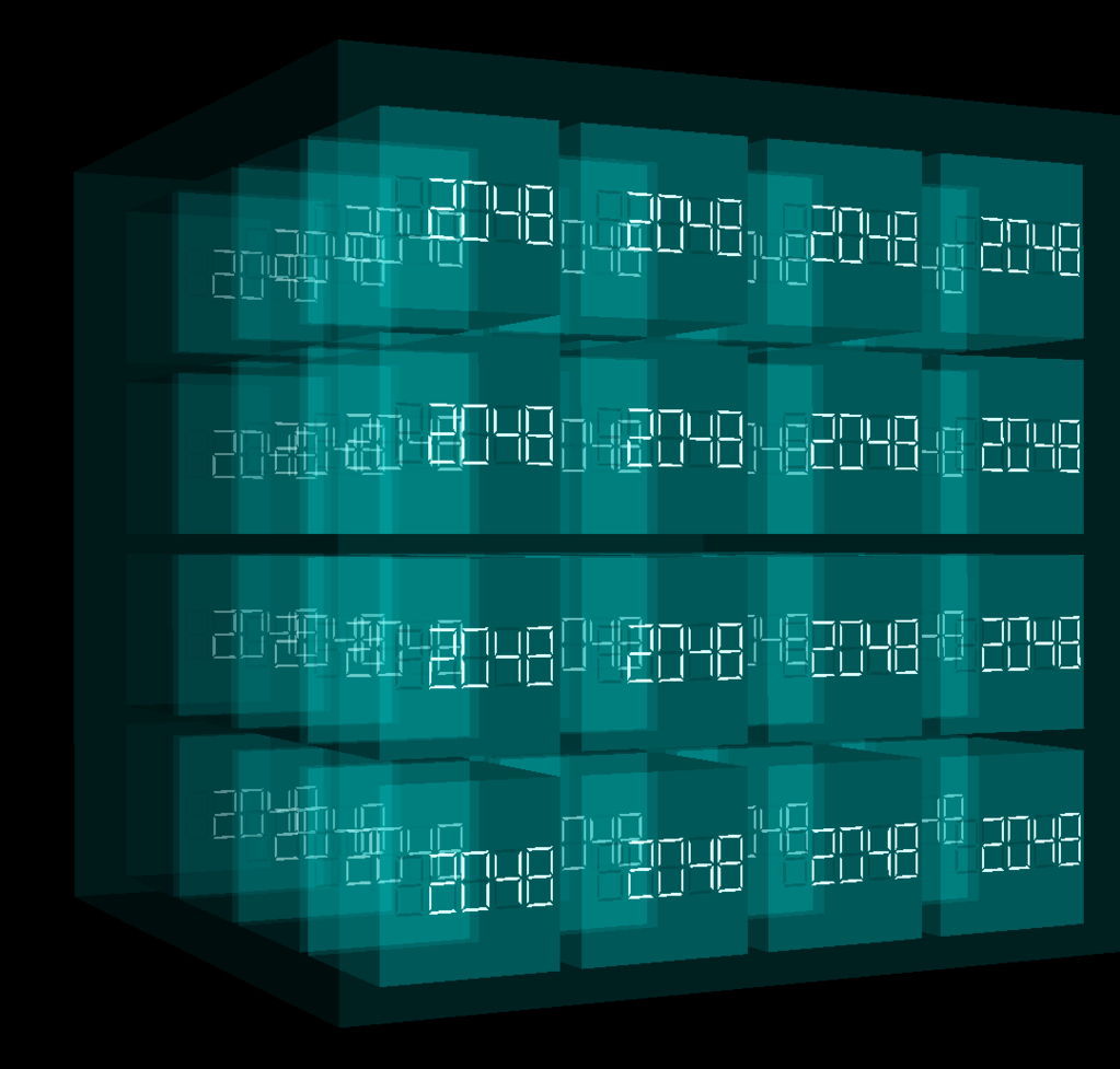 An early prototype showing a faint cube containing all of the blocks.