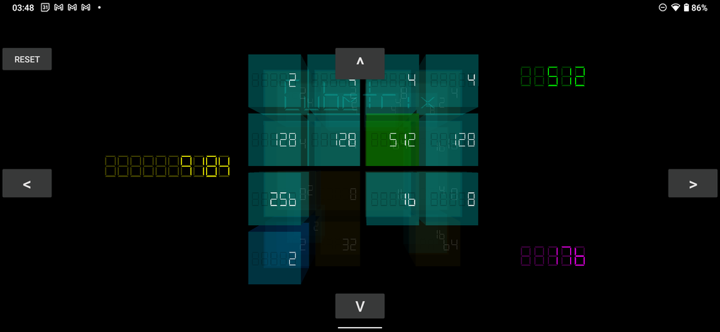 The left, right, up, and down buttons for rotating the contents of the cube.