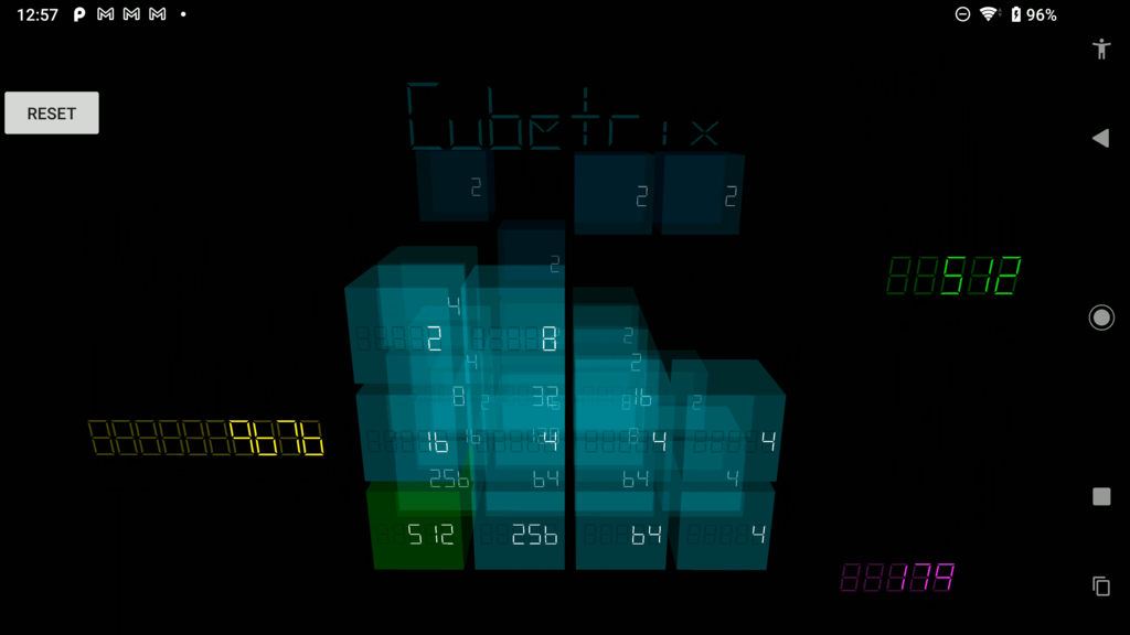 Showing the stats from above the cube.