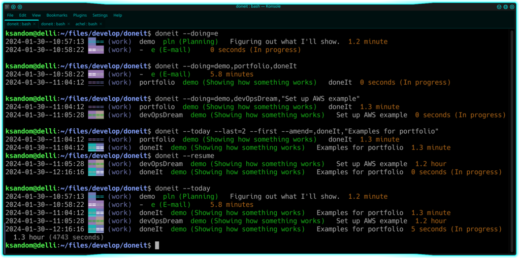 A basic time tracking example in doneIt.