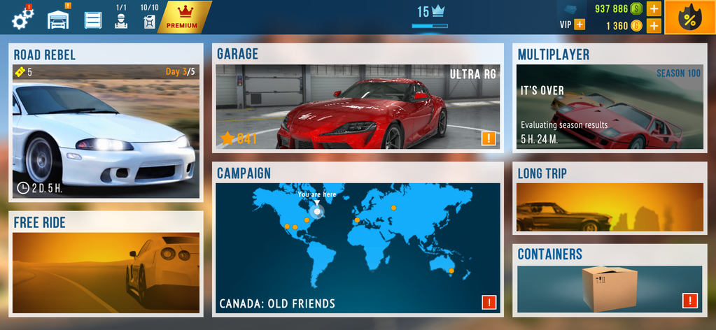 A racing game with a custom interface.