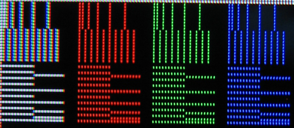 A pattern showing line placement, and spacing on a 'tradutional' RGB display.