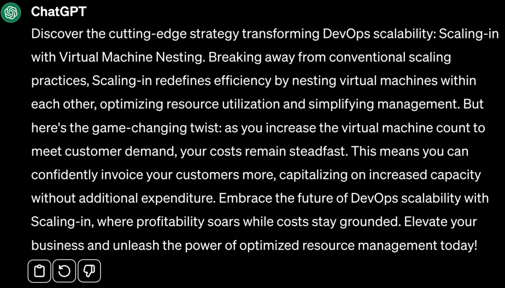 Querying ChatGPT's expertise on Scaling-in.